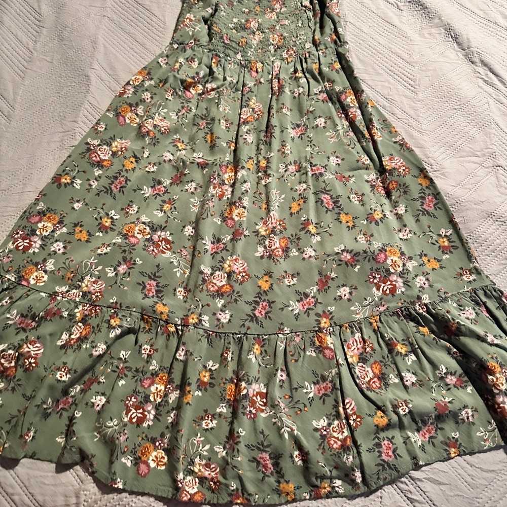 As U Wish Floral Green Maxi Dress